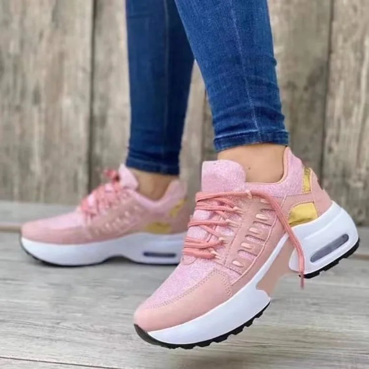 Wedge Platform Sneakers 2023 New Fashion Plus Size Casual Sports Shoes Women Lace-up Mesh Breathable Women's Vulcanized Shoes