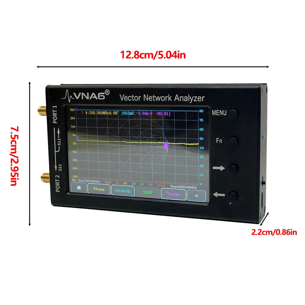 VNA6 Handheld Vector Network Analyzer 1MHz-6.3GHz S11/S21 SWR Smith Chart Cable DTF TDR WiFi/BT/GPS Tuning 4