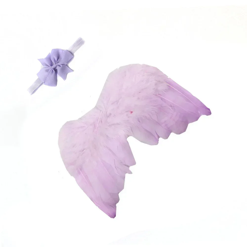 

Lucky Angel Feather Wings Bow Knot Headband Photography Set Newborn Growth Full Moon Commemorative Shooting Prop Baby Souvenir