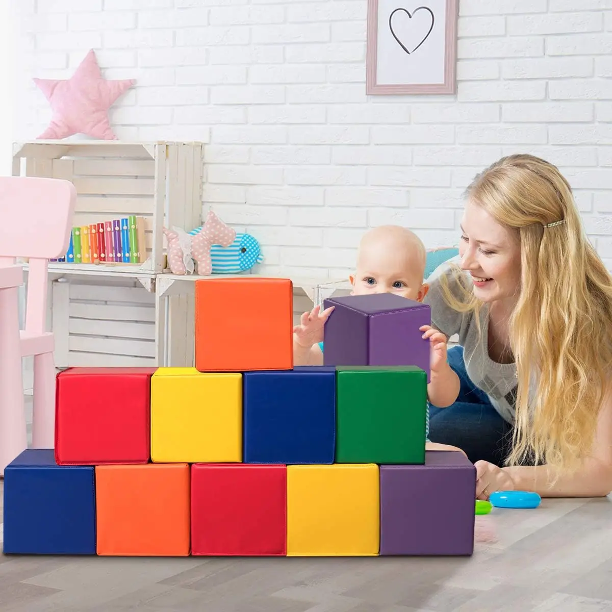 Blocs souples, ensemble de jeu en mousse pour tout-petits, pour un jeu et une construction actifs en toute sécurité, grimpeurs d'intérieur, ensemble de jeu empilable, jouets d'apprentissage pour T