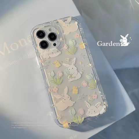 Cute Bunny Print Phone Case for Samsung Galaxy S25 S24 S23 S22 S21 S20 Plus Ultra FE A73 A72 A71 A52 A51 A32 Note 20 Airbag