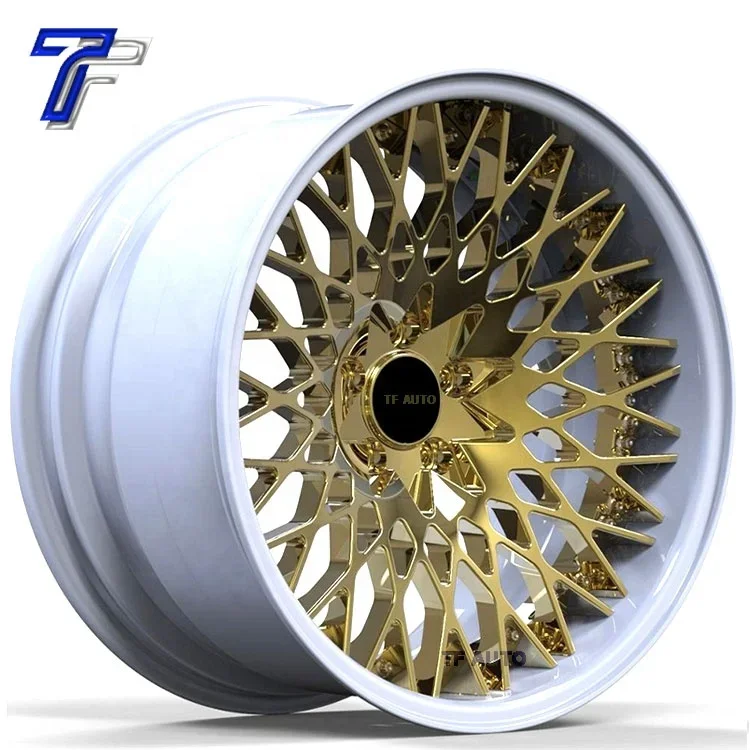 Chrome Gold Barrel 5x114 120 Forged Car Alloy Wheels Polish 2 3 Split Pieces Rims for Porsche911 i6