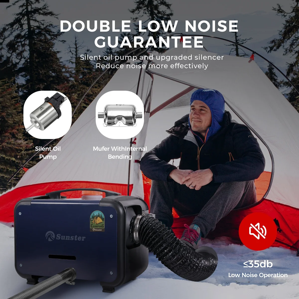 8KW 12V/24V/110-240V Ultra-Leiser Diesel-Luftheizer mit Bluetooth & LCD-Monitor, Standheizung für Auto, Wohnmobil, Zuhause, Camper und Zelt – Detail 4