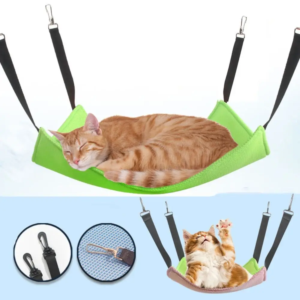 Cat Hammock Bed Hanging Pet Cage Hammock Soft Cat House Cushion Mat Summer Cooling Pet Basket Tapestry Pet Accessories