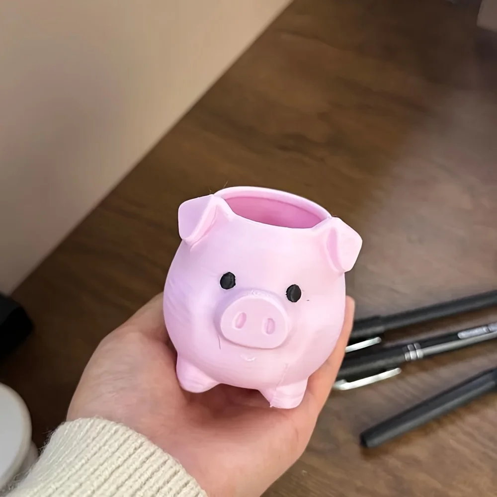1-Piece Pink Cute Pig-Shaped Storage Bin, 3D Printed Cute Pink Pig Multi-Functional Storage Container