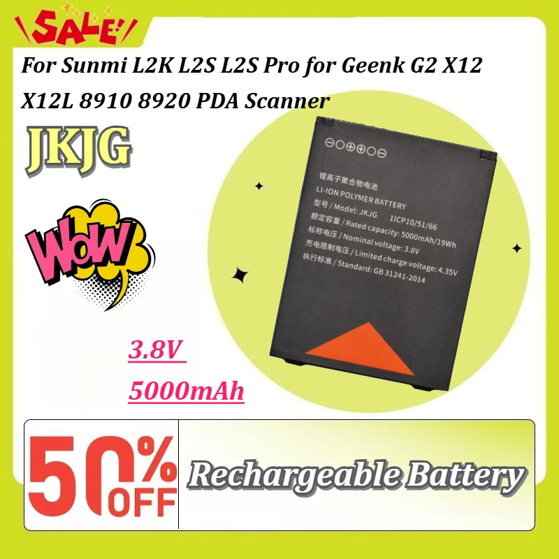 For Sunmi L2K L2S L2S Pro for Geenk G2 X12 X12L 8910 8920 PDA Scanner JKJG 3.8V 5000mAh Rechargeable Battery Replacement