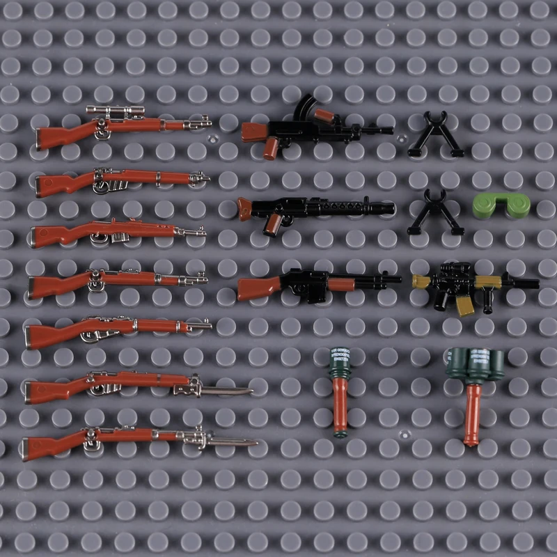 MOC Military Soldier Figure Accessories WW2 Army Rifle 98K Sniper Gas Mask SWAT Police Guns Oil Drum Warrior DIY Bricks Toy Gift view 5