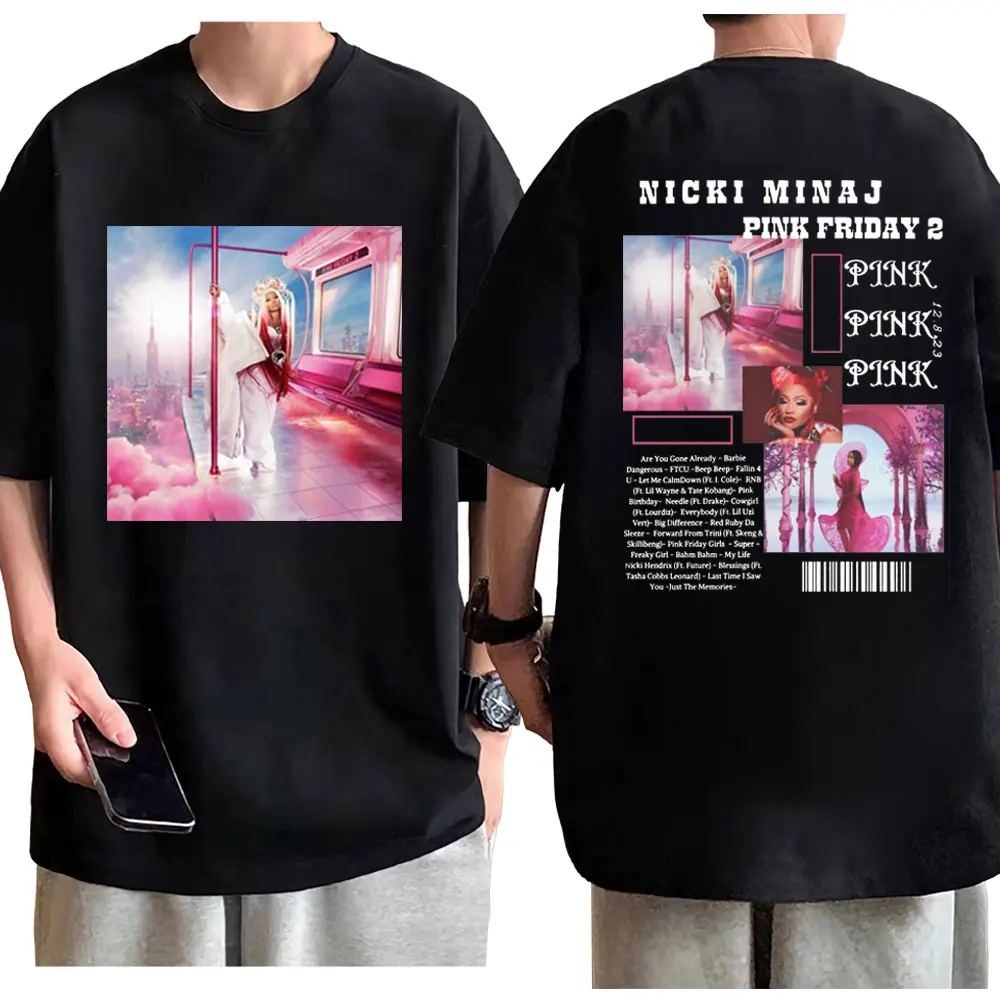 Singer Nicki Minaj New Album Graphic T Shirts Pink Friday 2 Print Short Sleeve T-shirt Men Women Fashion Y2k Aesthetics T-shirts