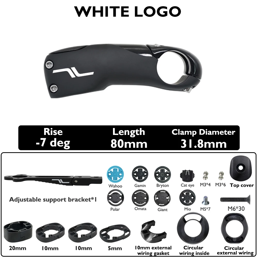 SES Aero koolstofvezel stuurpen, racefiets stuurpen, interne kabelgeleiding, -7 °   hoek, 80 mm-130 mm, inclusief beugel-/afstandhouders accessoire