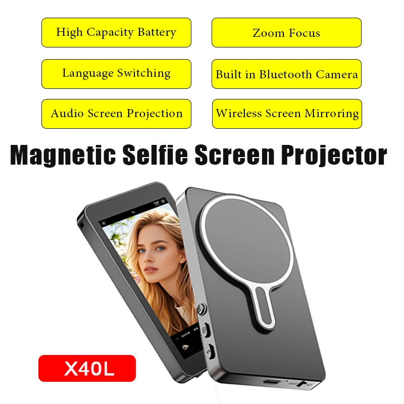 Задний дисплей для селфи мобильного телефона, беспроводной тот же экран, аудиоустройство, магнитный экран для селфи, проектор для живой селфи-фотографии