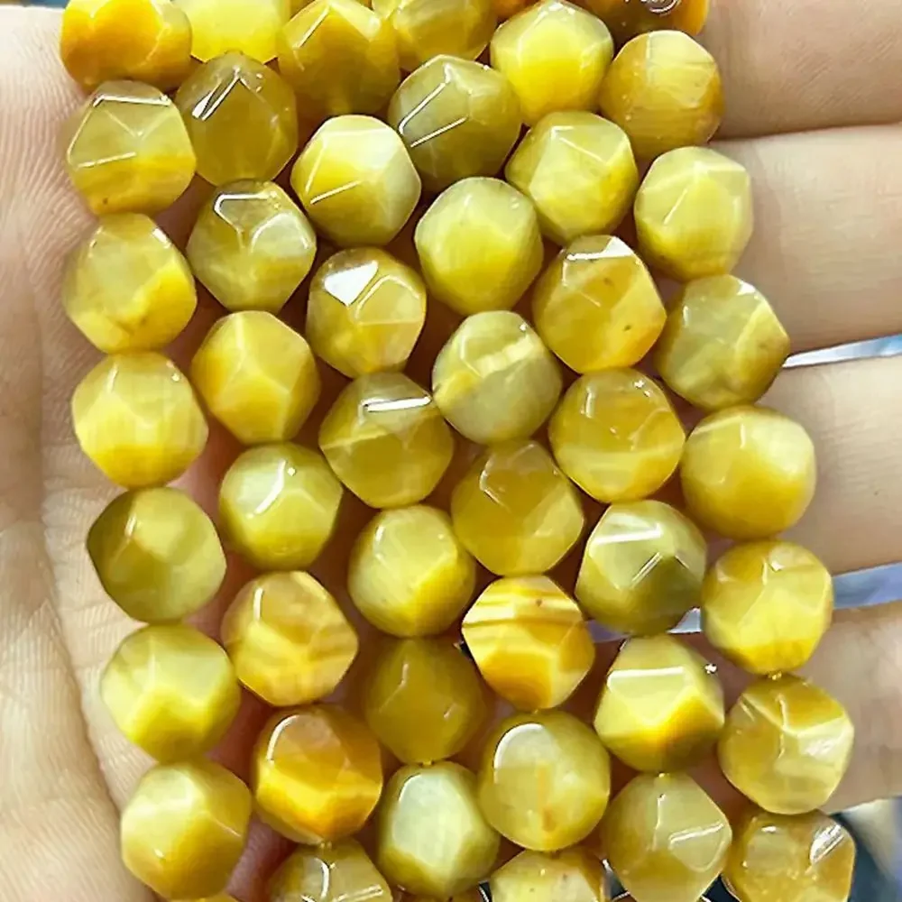 Natural Stone Faceted Gold Tiger Eye agate Beads For Jewelry Making DIY Earrings Bracelets Accessories 15