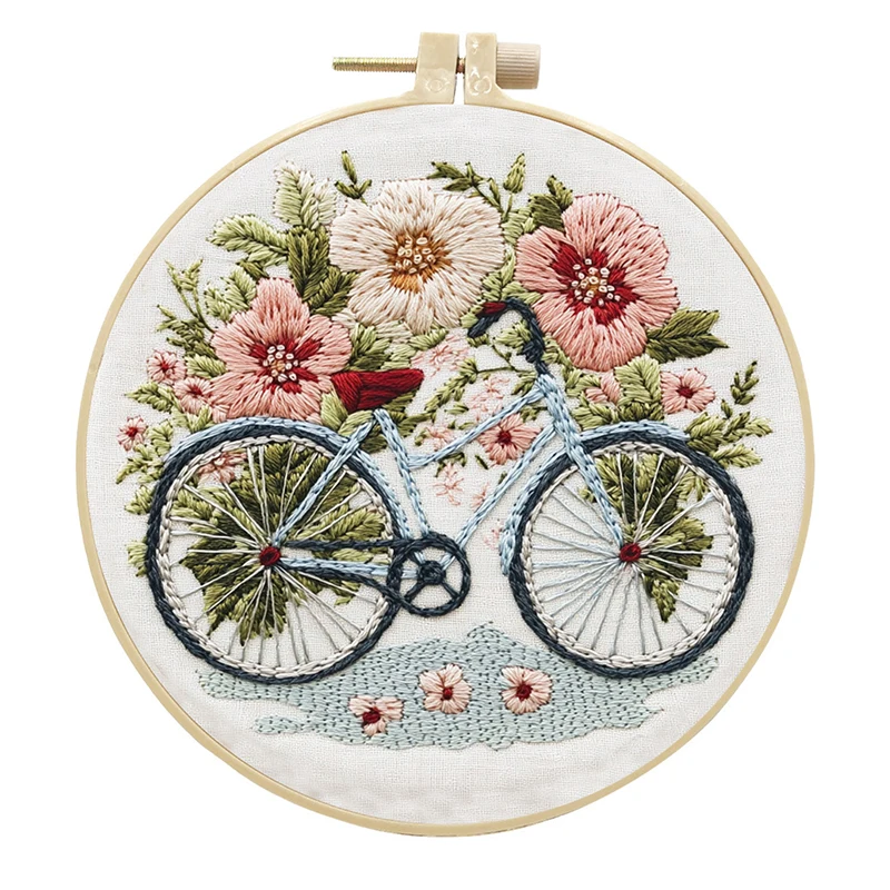 DIY Embroidery Kit Needlework Printed Pattern For Beginner Bike Pattern Cross Stitch Set Handmade Sewing Craft Home Decor