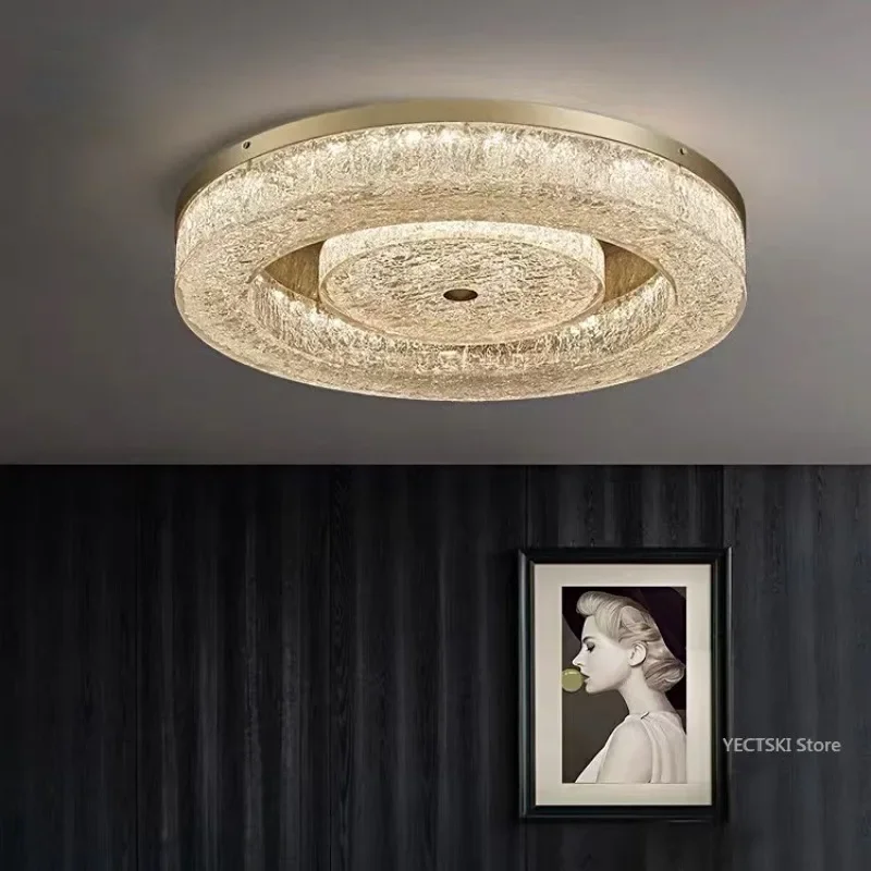 GHJUYIOL Simple and luxurious living room ceiling light, atmospheric circular villa hall, dining room, study room, bedroom light