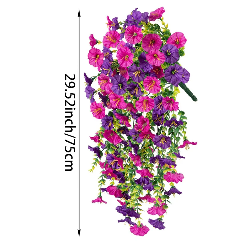 2 Stück Künstliche Hängeblumen, UV-beständige Seidenblumen, lange Rankengirlande für Balkon, Garten, Hochzeit, Party-Dekoration im Freien – Detail 6