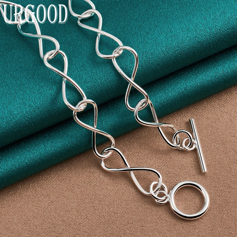 925 Sterling Silver Wave Chain OT Buckle Necklace 20 Inch For Women Party Engagement Wedding Fashion Jewelry