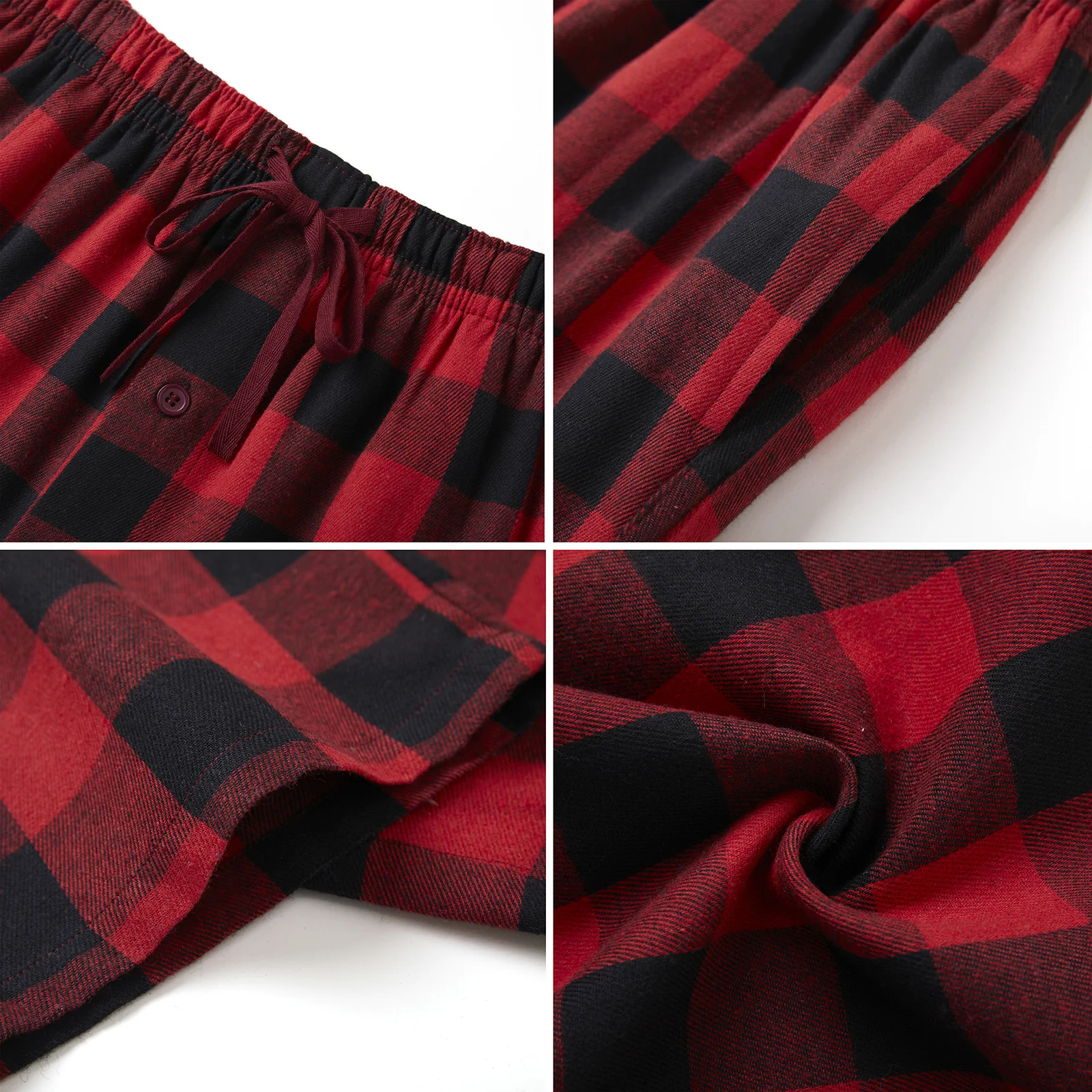 3pcs Men's Flannel Pajama Bottoms Casual Comfy with Pocket Trendy Plaid Loose Stretchy Elastic Waistband for Mens Home Pants