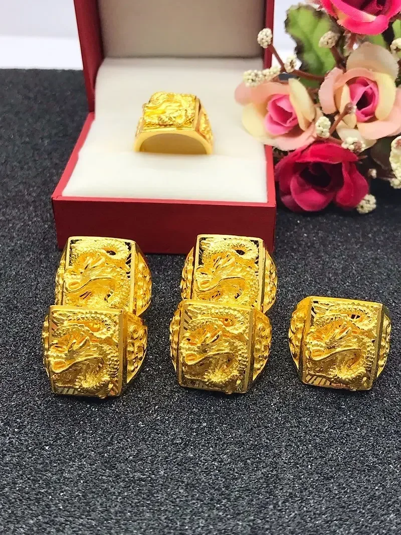 

24K Pure Gold Ring Real AU 999 Solid Gold Rings Elegant Shiny Heart Beautiful Upscale Trendy Jewelry Hot Sell New 2025