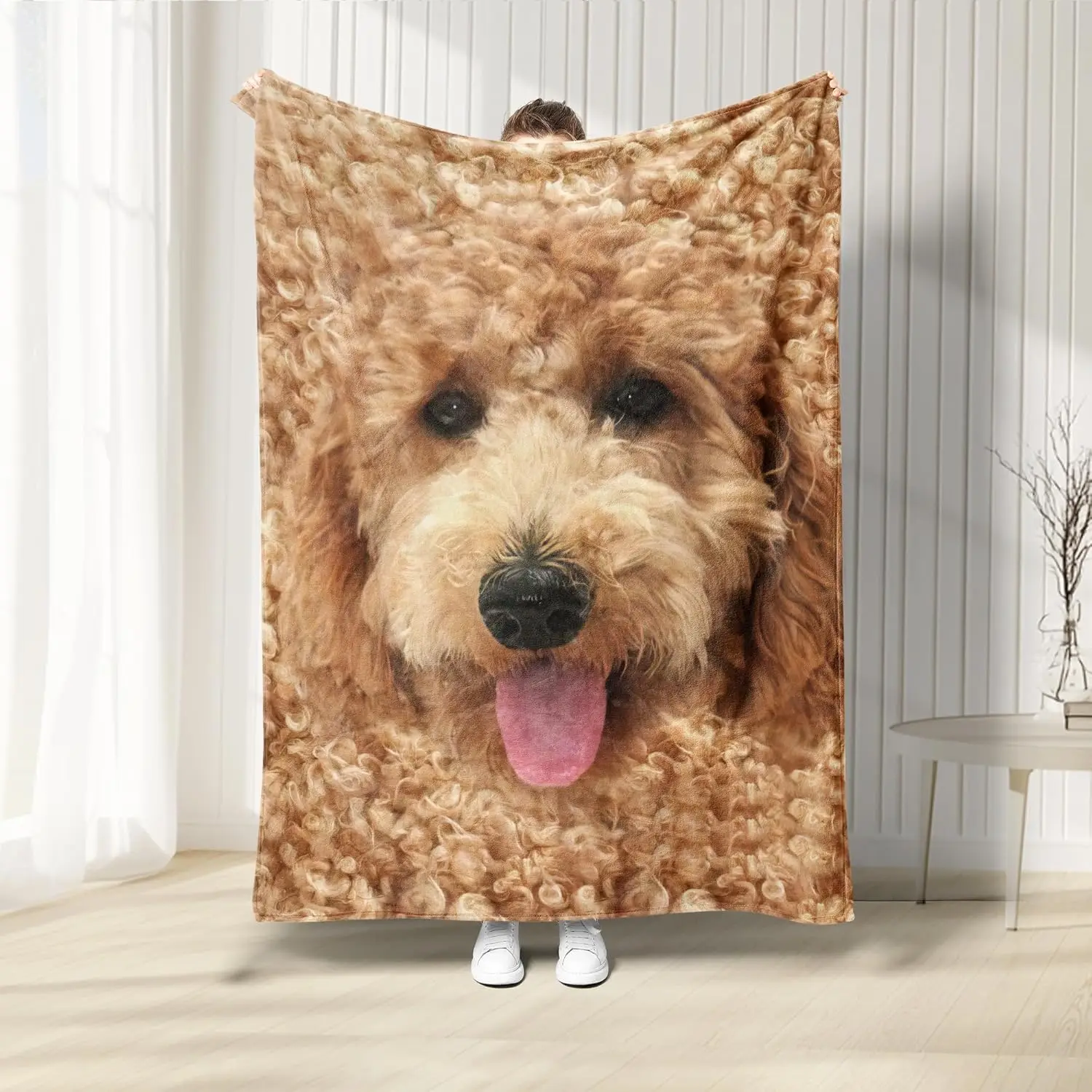 

3D Cute Goldendoodle Doodle Funny Dog Mom Gift Premium Quality Sherpa Fleece Throw Blanket 3D Printed Warm Fluffy