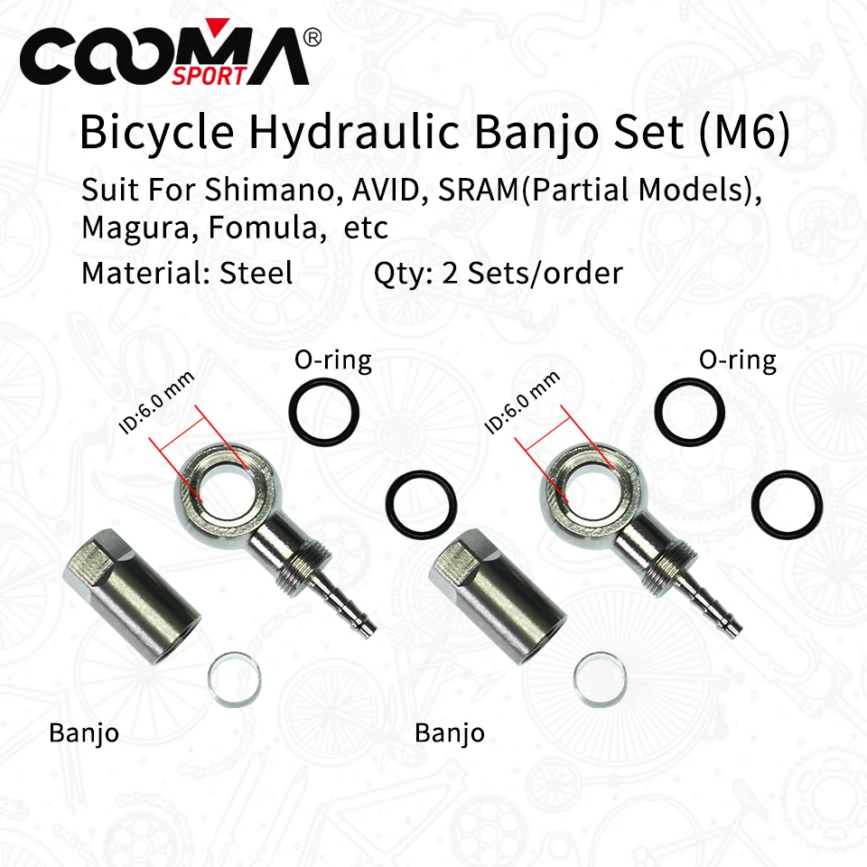 Bike Disc Brake Banjo Connector for Shimano, AVID, SRAM, Formula Brake System, Olive & Banjo, 2 SET