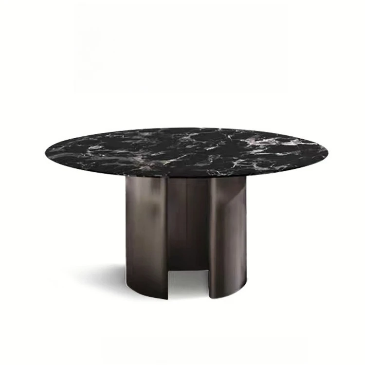 

Мраморный круглый стол, семейная вилла, большой плоский итальянский элитный минимат, черная роза, натуральный роскошный круглый обеденный стол из камня