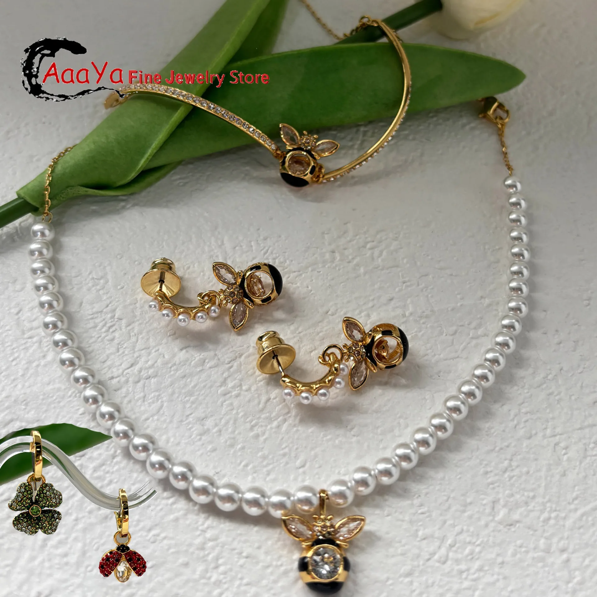 

Original 2026 New Ladyug Ring Necklace Earrings Bracelet Fine Jewelry Set for Women with Charms Arrow Love Jewelry Romantic Gift