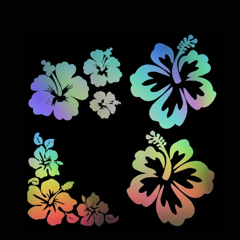 15×15cm Hawaiian Hibiscus Flower Car Stickers, Creative Vinyl Decals Waterproof Sunscreen for Car Motorcycle Decor