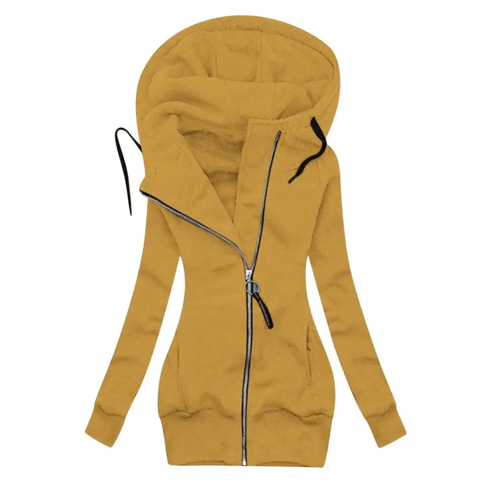 Hoodie Jacket Drawstring Long Sleeve Women Coat Windproof Hooded Warm Sweatshirt Coat Outerwear