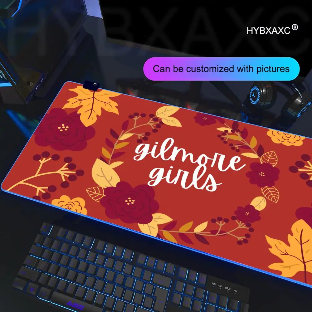 G-gilmore Girls Mouse Pad RGB Gaming Mouse Pad Meja Tikar HD Gamer Lampu LED Besar XXL MousePads PC Komputer Karpet