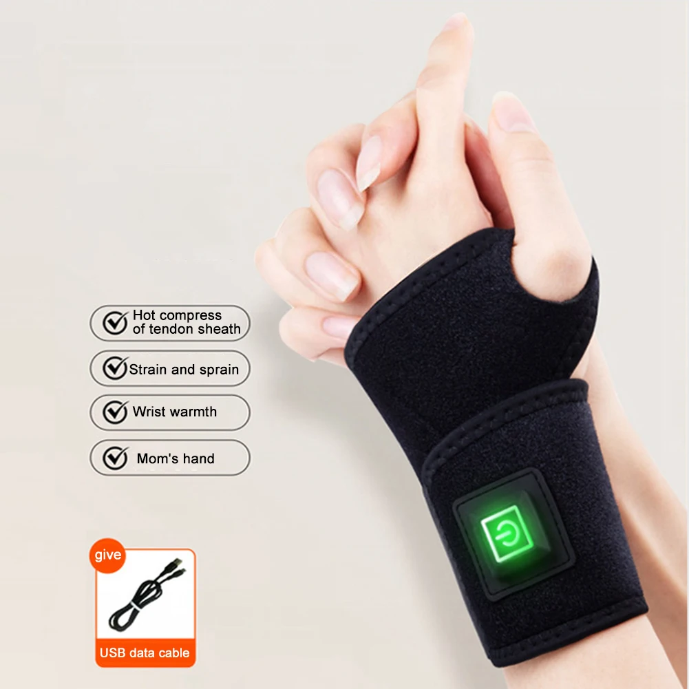 Electric Wrist Thumb Brace Heating Pad Pain Relief Heated Wrist Brace Wrap 3 Level Temperature for Injury Rheumatism Tendonitis