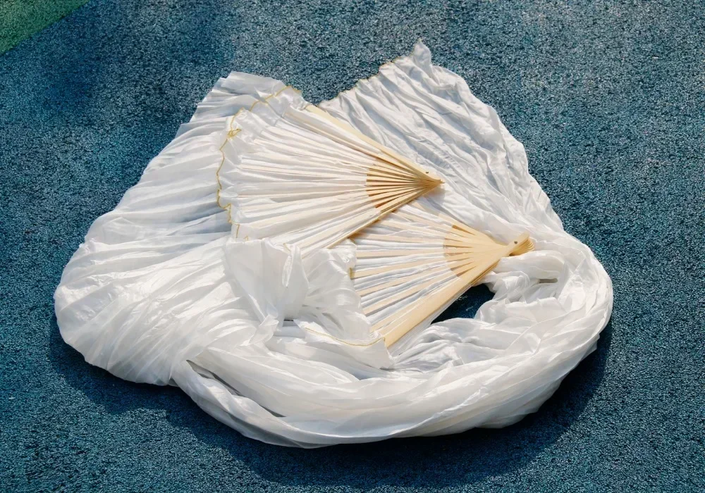 2018 أنثى عالية الجودة الحجاب الحرير الصيني عشاق الرقص زوج من مراوح الرقص الشرقي رخيصة رائجة البيع الأبيض