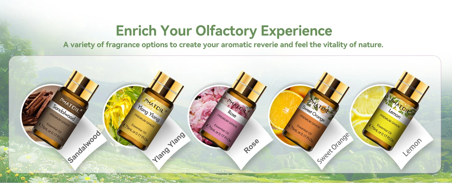 PHATOIL 15pcs x 5ml Essential Oil Gift Set For Aromatherapy Diffuser Lavender Peppermint Eucalyptus Lemon Cinnamon Vanilla Rose Aroma Essential Oils For Soap & Candle Making