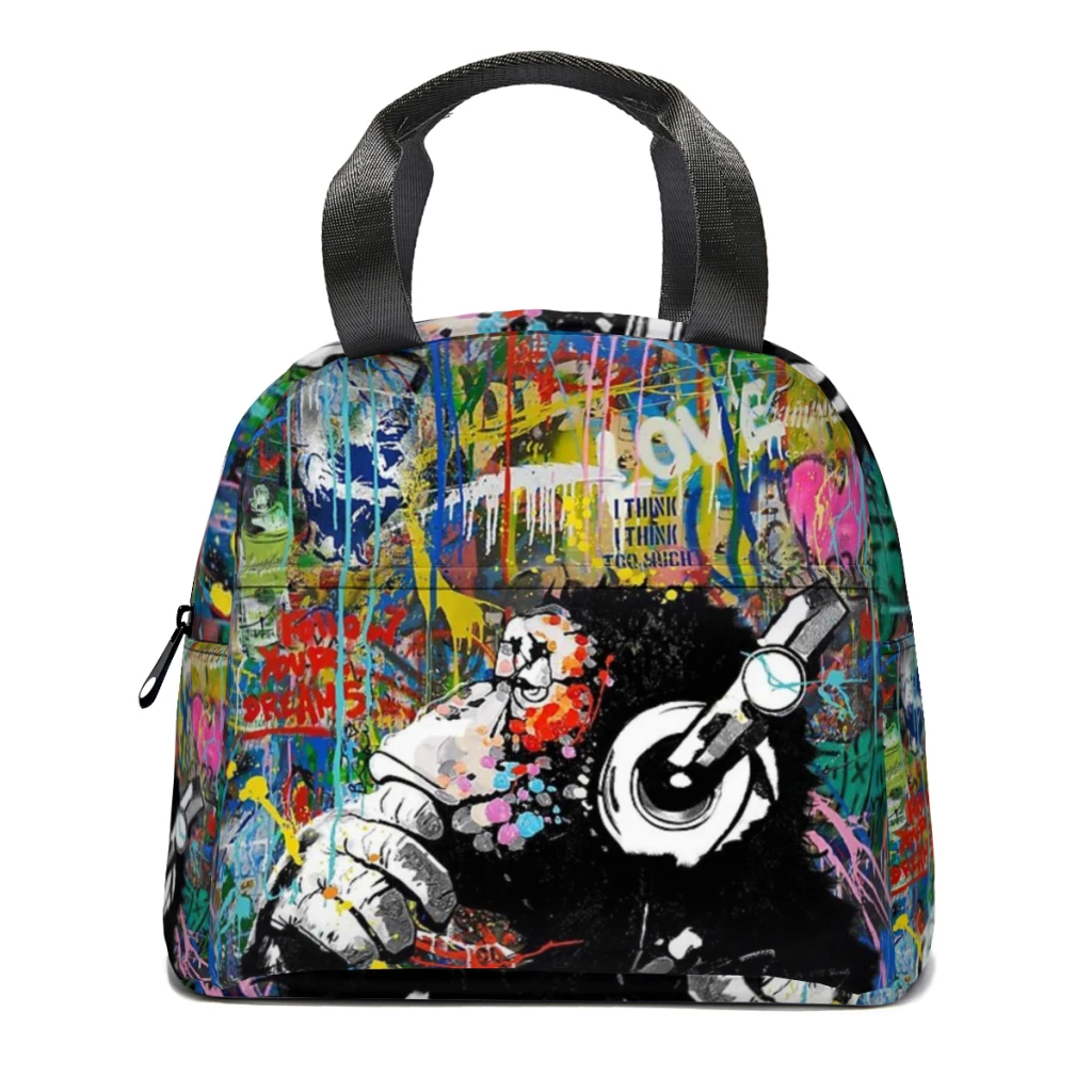 Monkey Thinker - Banksy Urban Contemporary Colorful Street Art - DJ Chimp Lunch Box Women Multifunction Cooler Thermal