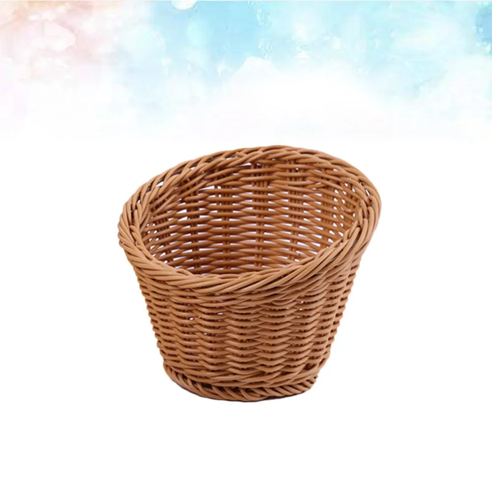 Fine Workmanship Simulated Rattan Braided Basket Premium Plastic Fruit Vegetable Bread Storage Container Home Restaurant Banquet