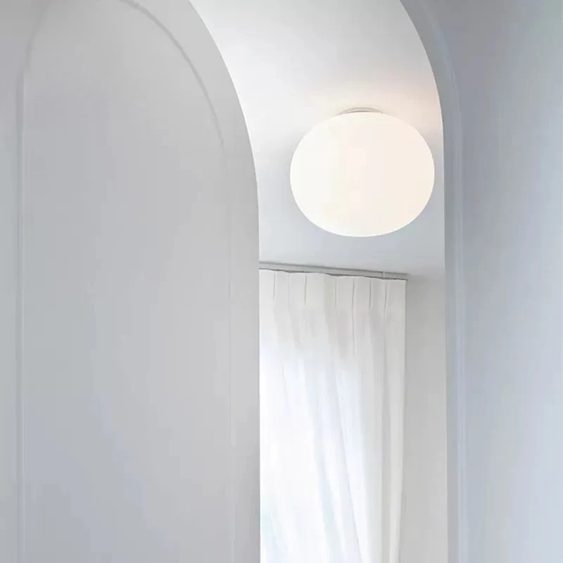 White Ball Acrylic Pendant Lights Italian Staircase Chandelier Pendant for Simple Guest Dining Room Bedroom Study Ceiling Lamp