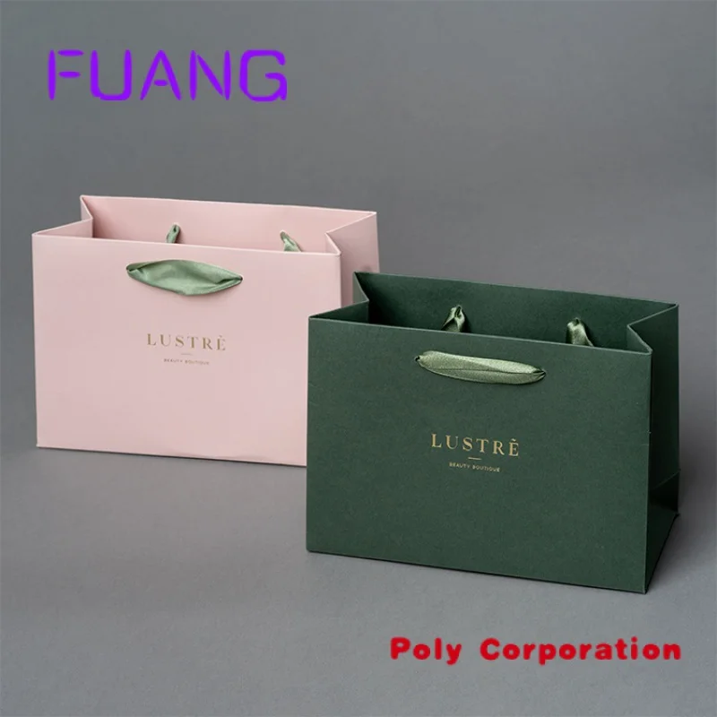 Custom  Luxury Ribbon Handle Boutique Shopping Packaging Customized Printed Euro Tote Paper Gift Bags With Logo