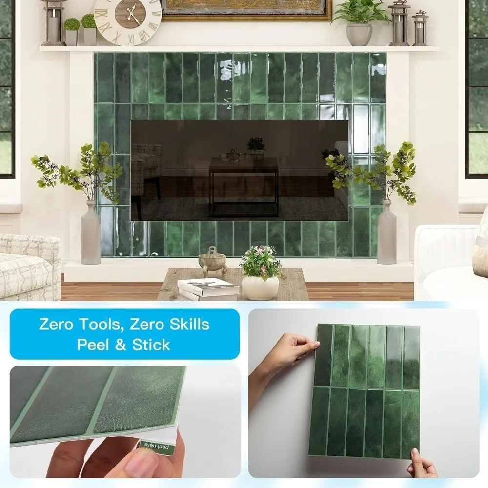 12PCS Modern Self Adhesive Tile Sticker 2D Print PVC Surface Film DIY Install Water Proof Home Mural Home Renewal