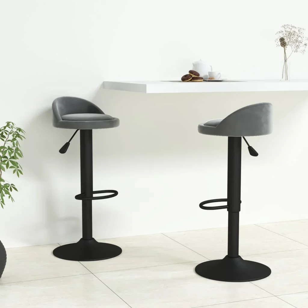 2 PCs Dark Grey Velvet bar Office Dining Room Chairs Designer Luxury Home Furniture Coffee counter stool kitchen countertop