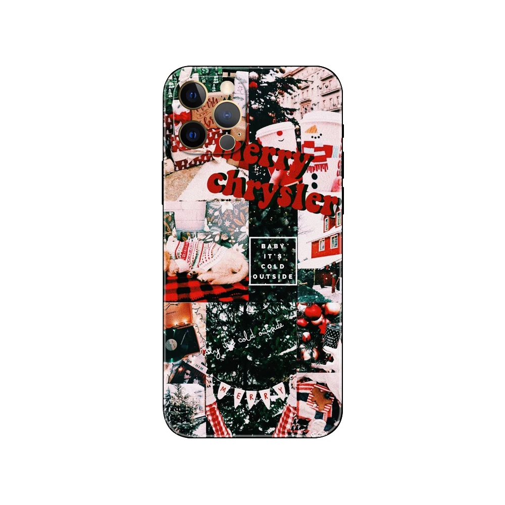 Christmas and New Year ，phone case for iphone，14 2020se 6 6s 7 8 plus x 10 XR XS 11 12 13 mini pro MAX soft black tpu back cover