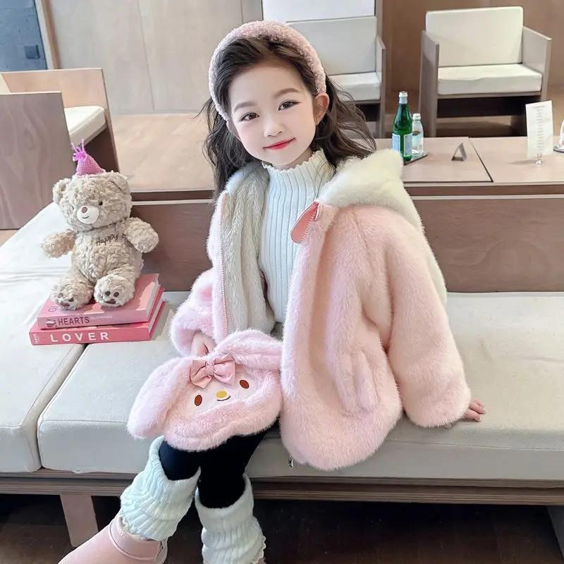 

Winter Kawaii My Melody Sanrio Children Cute Cartoon Comfortable Warm Jacket Plush Coat Cotton Sports Clothes Gift for Kids
