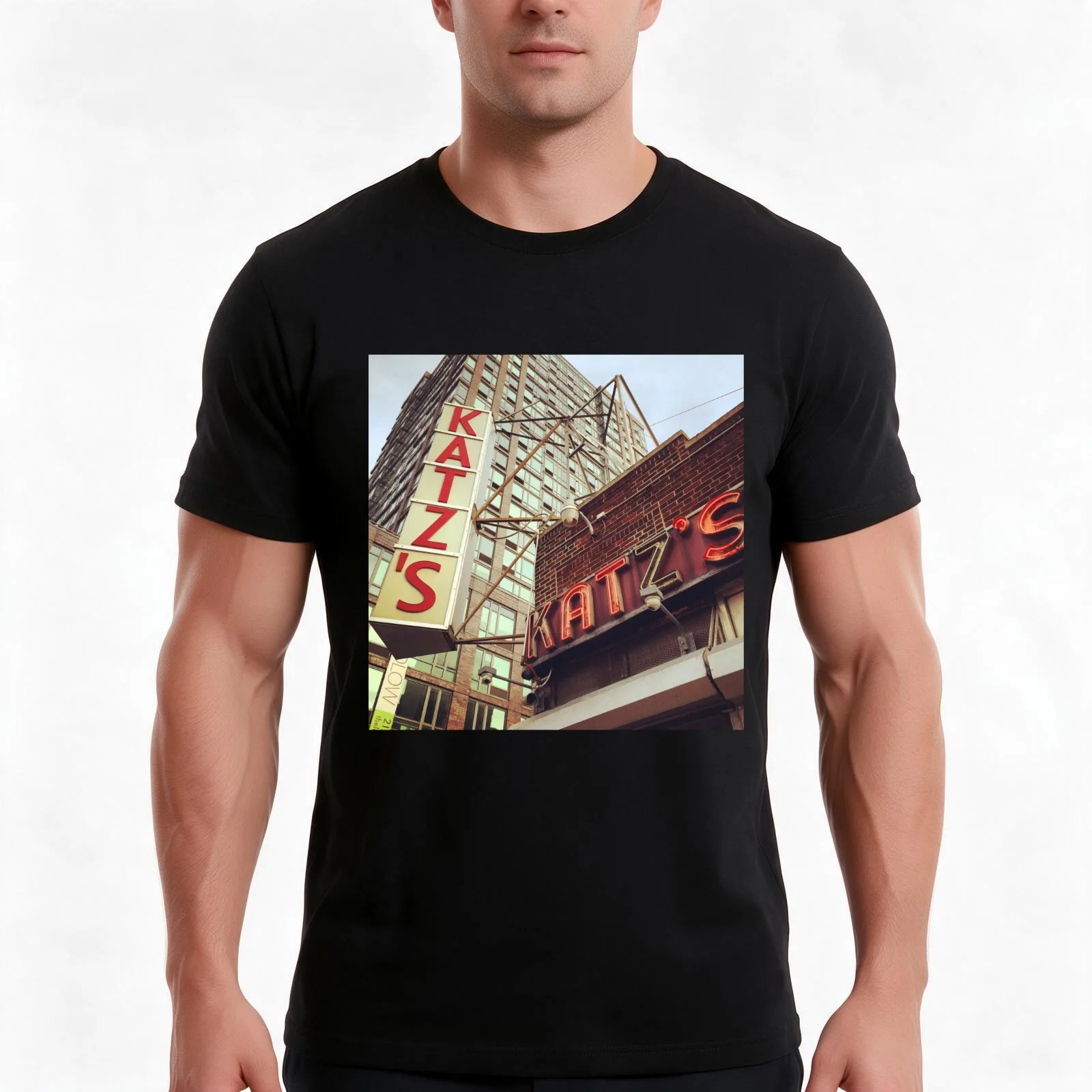 Katz's Deli, Lower East Side, NYC T-Shirt, Summer Casual Cotton Tee, Oversized Streetwear Tops, Vintage Graphic Print