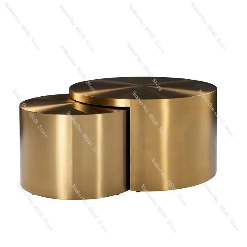 Wholesale Luxury Gold Stainless Steel Coffee Table 2 Pieces Central Table Home Furnishing Hotel Nesting Table