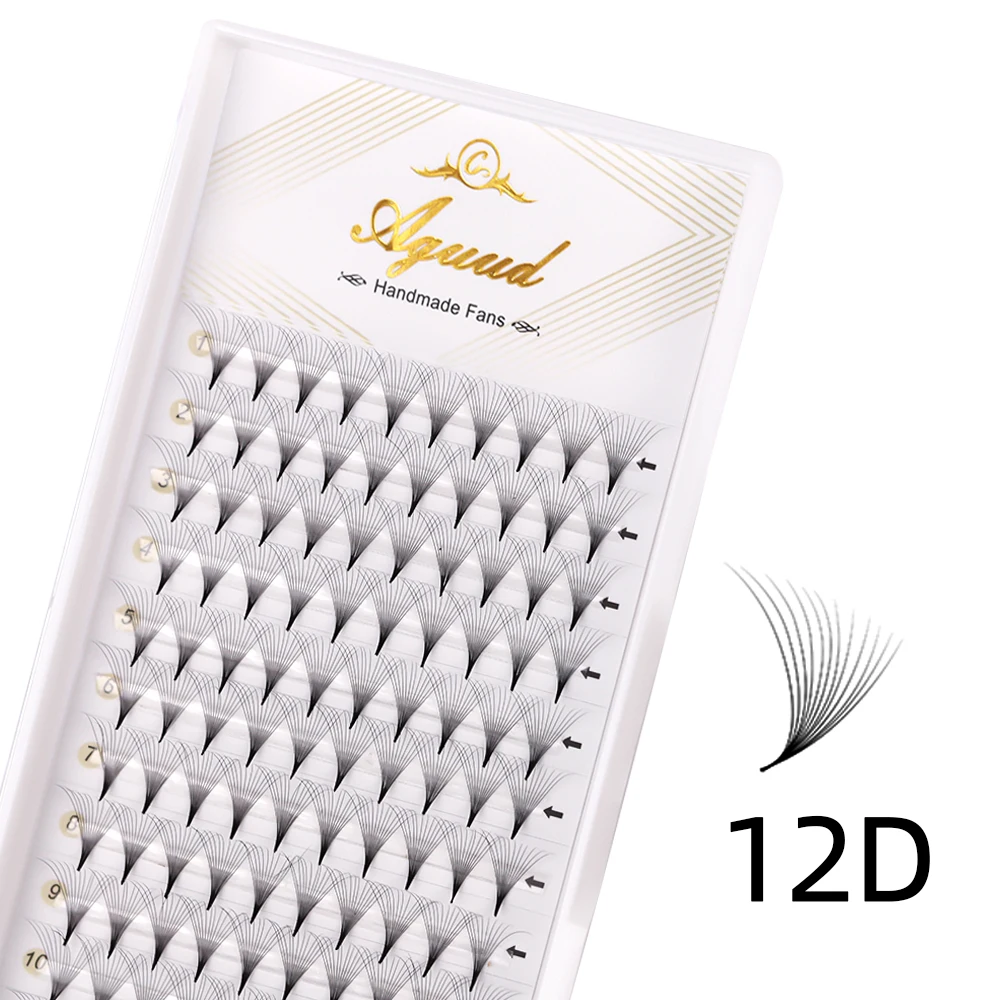AGUUD 5 Trays/Lot Thin Roots Slim Base Vorgefertigte Fächerwimpern mit scharfer, spitzer Basis, Promade Russian Volume Fans, Wimpernverlängerungen, Faux