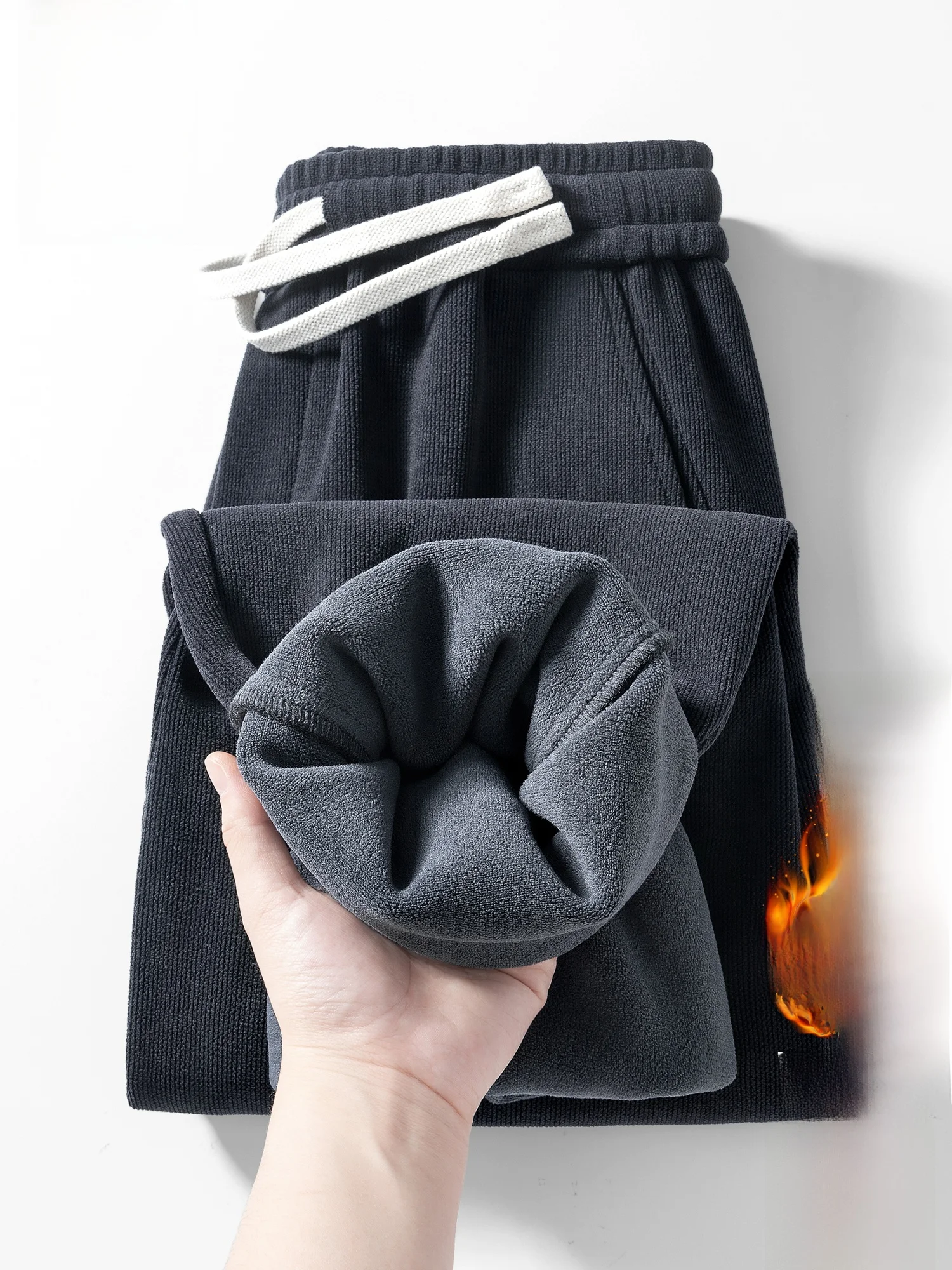 

PaulFrank Autumn Winter Men's Casual Pants Thiened Fce Sports Joggers Elastic Waisand Plain Color Trendy Brand