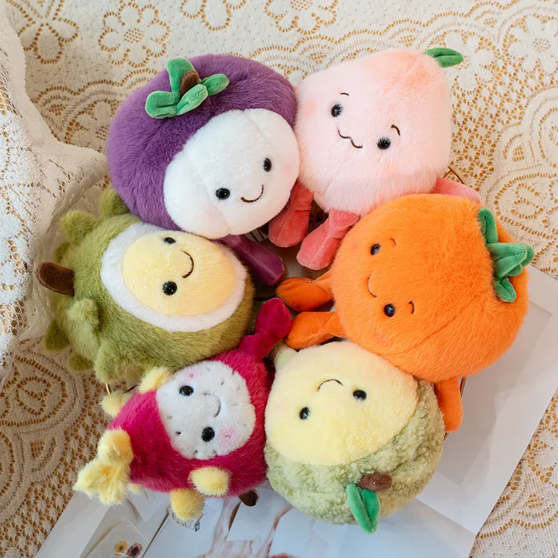 14Cm Cartoon Fruit Pluche Pop Zachte Hami Meloen Pitaya Durian Perzik Persimmon Mangostee Knuffel Home Decor Cadeau voor Kinderen