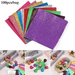 100 pcs DIY Candy Gilded Baking Wedding Party Supplies Tin Food Package Paper Candy Chocolate Aluminum Foil Wrapping Paper