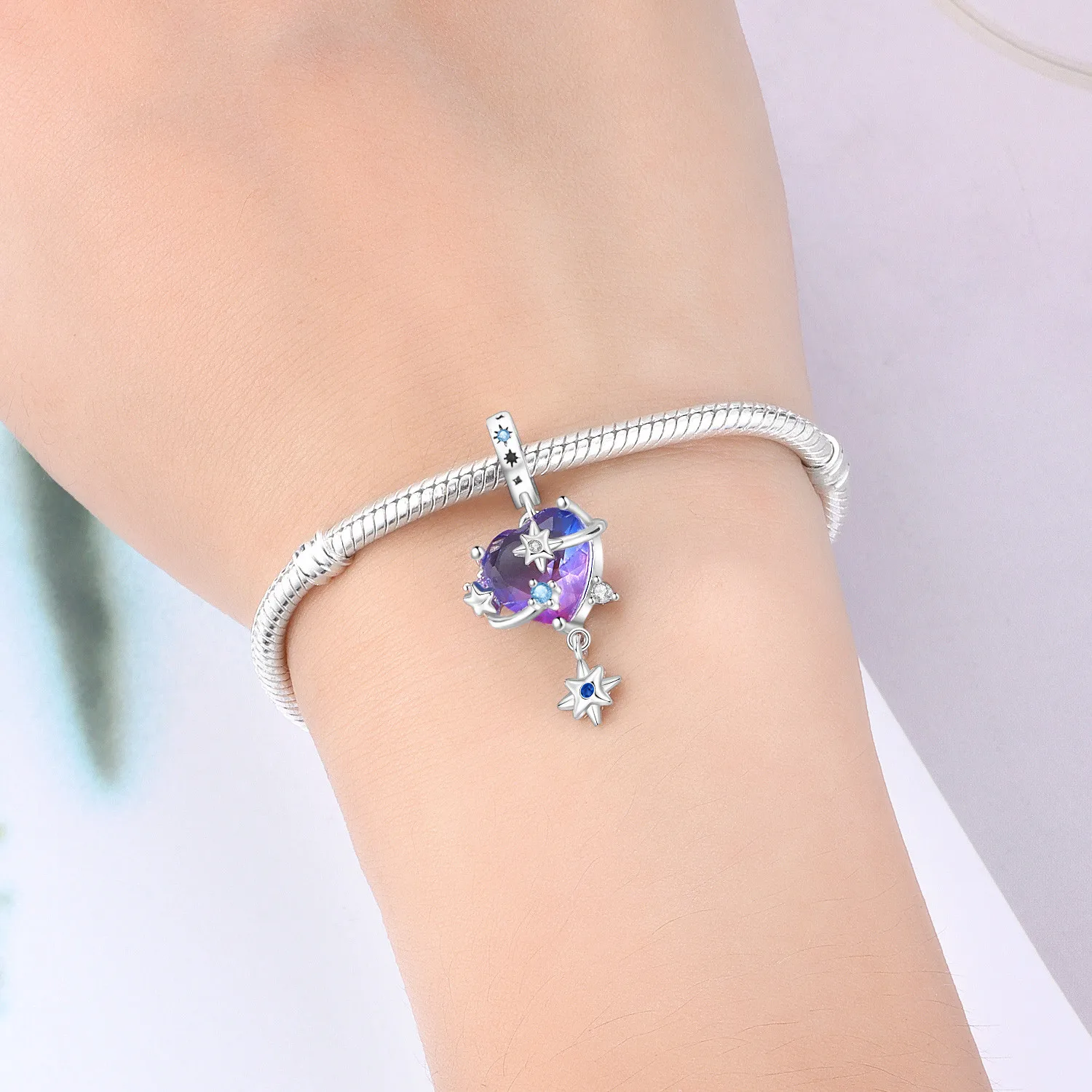 Orstarry 925 فضة الحب كوكب قلادة الخرز الأصلي سوار سحر مجوهرات حفلة DIY الهدايا العصرية