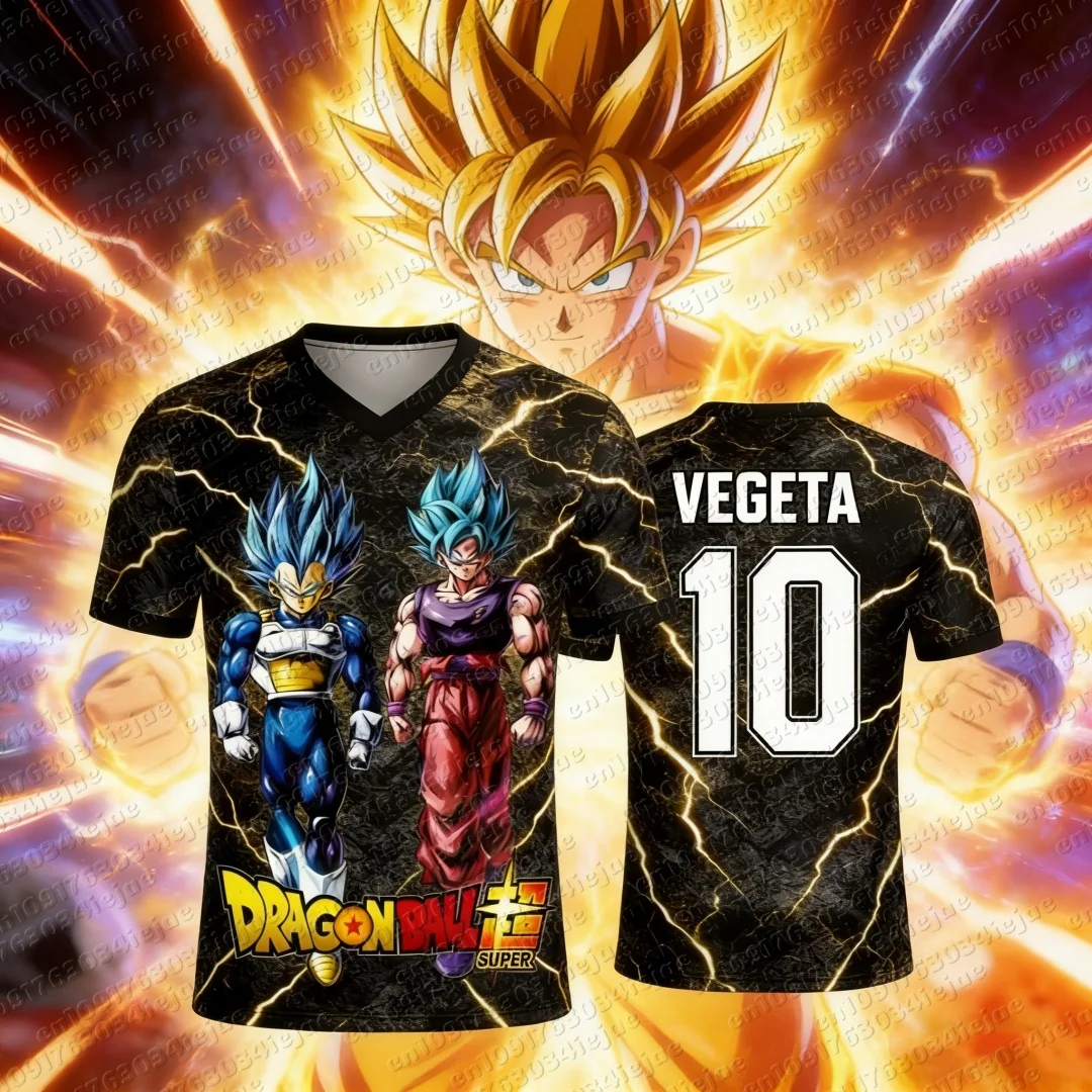 2026 Dragon Ball Super Saiyan Goku Grafik-Fußballtrikot Sommer Sport Schnelltrocknend Herren T-Shirt Kinderbekleidung Damen T-Shirt
