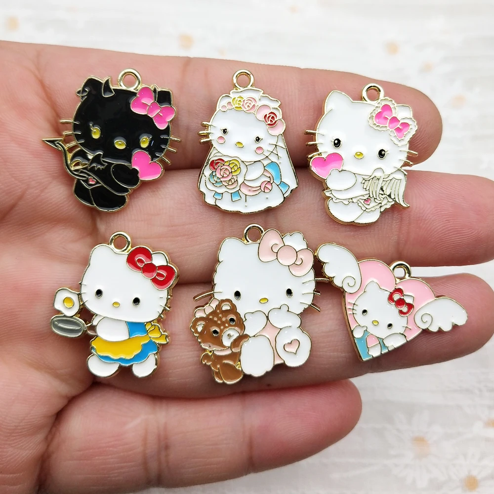 10pcs Anime Cartoon Charm for Jewelry Making Enamel Necklace Phone Keychain Pendant Diy Accessories Alloy Metal Gold Plated