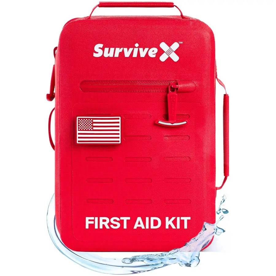 

Waterproof First Aid Kit for Car, Travel amp Home Emergency Kit for Hiking, Camping, Backpacking and Outdoors Includes Zip Stitc