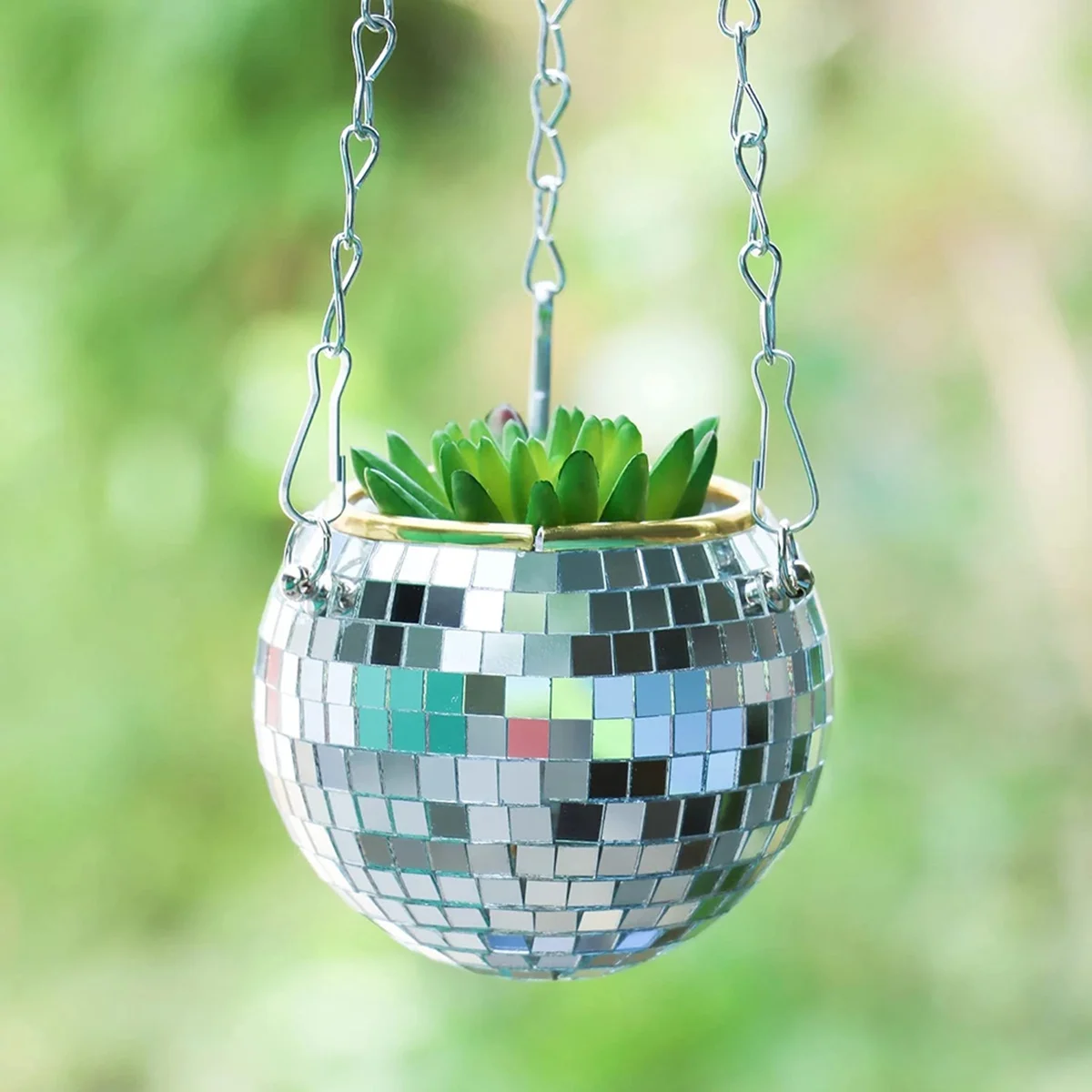 

Mirror Reflector Garden Pots Planters Disco Ball Outdoor Flower Pots Rope Mirror Hanging Basket Wall Home Room Garden A